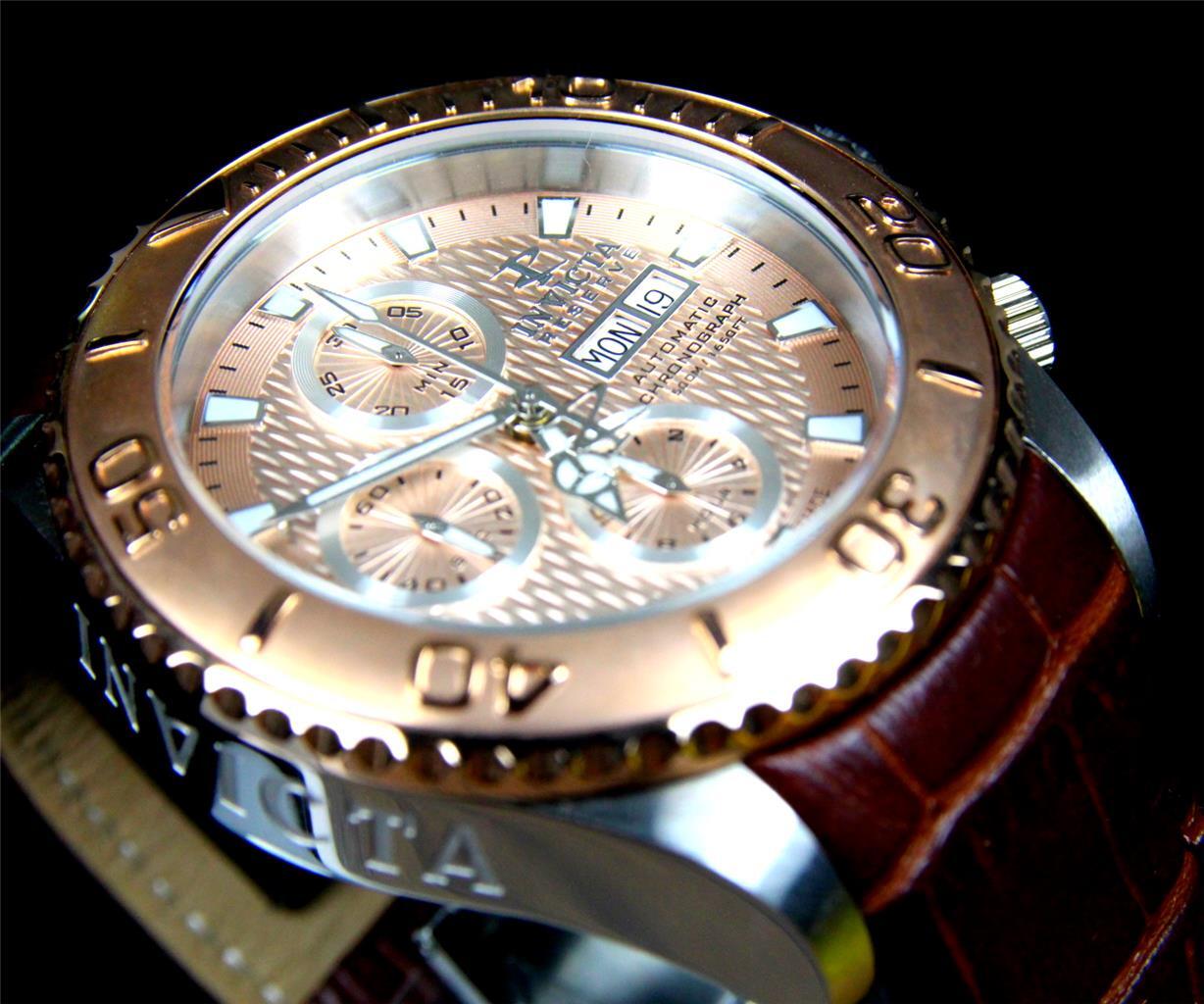 Invicta Reserve Pro Diver Swiss Made Automatic Sellita SW500 Brown Leather New