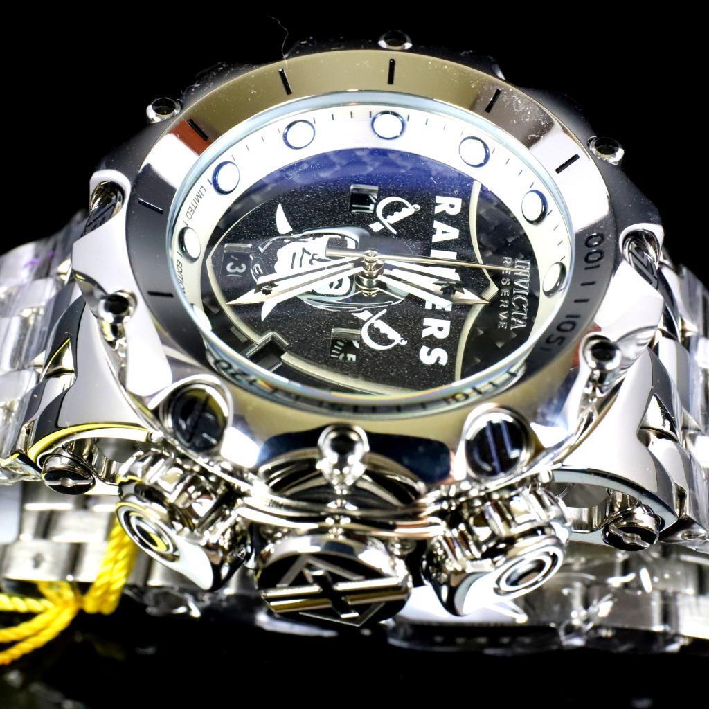 Invicta NFL Reserve Venom Hybrid Fusion Las Vegas Raiders Steel Swiss Watch New