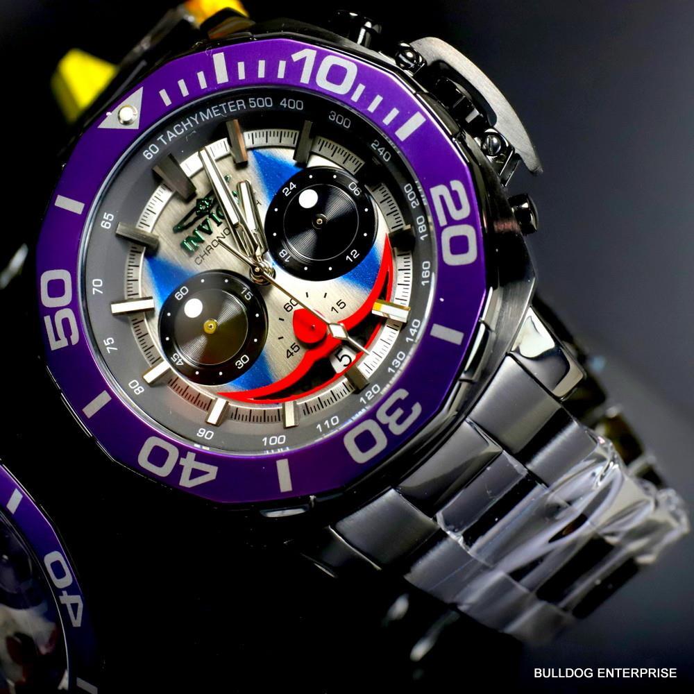 Invicta DC Comics Joker Purple Black Steel Chronograph Limited Ed Watch 52mm New