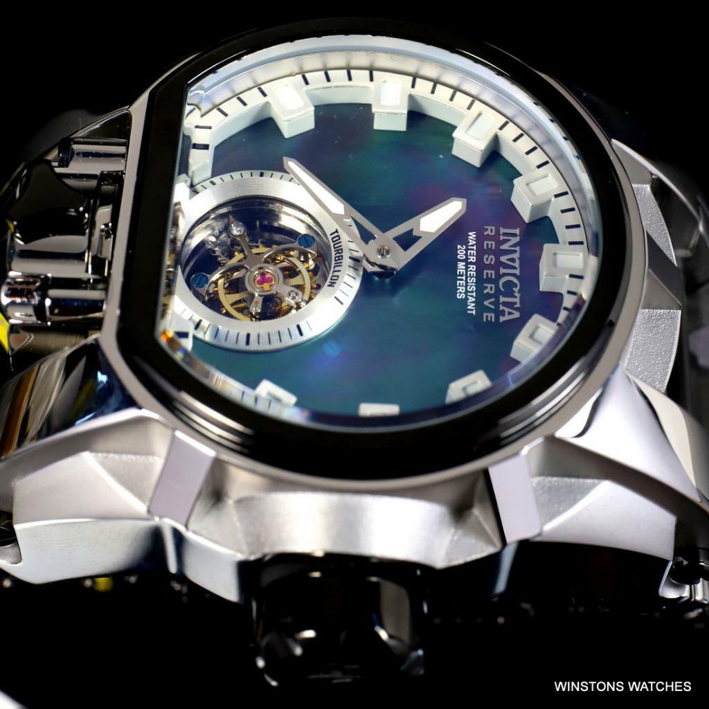 Invicta Reserve Magnum Bolt Zeus Tourbillon Black MOP Steel 52mm Watch New
