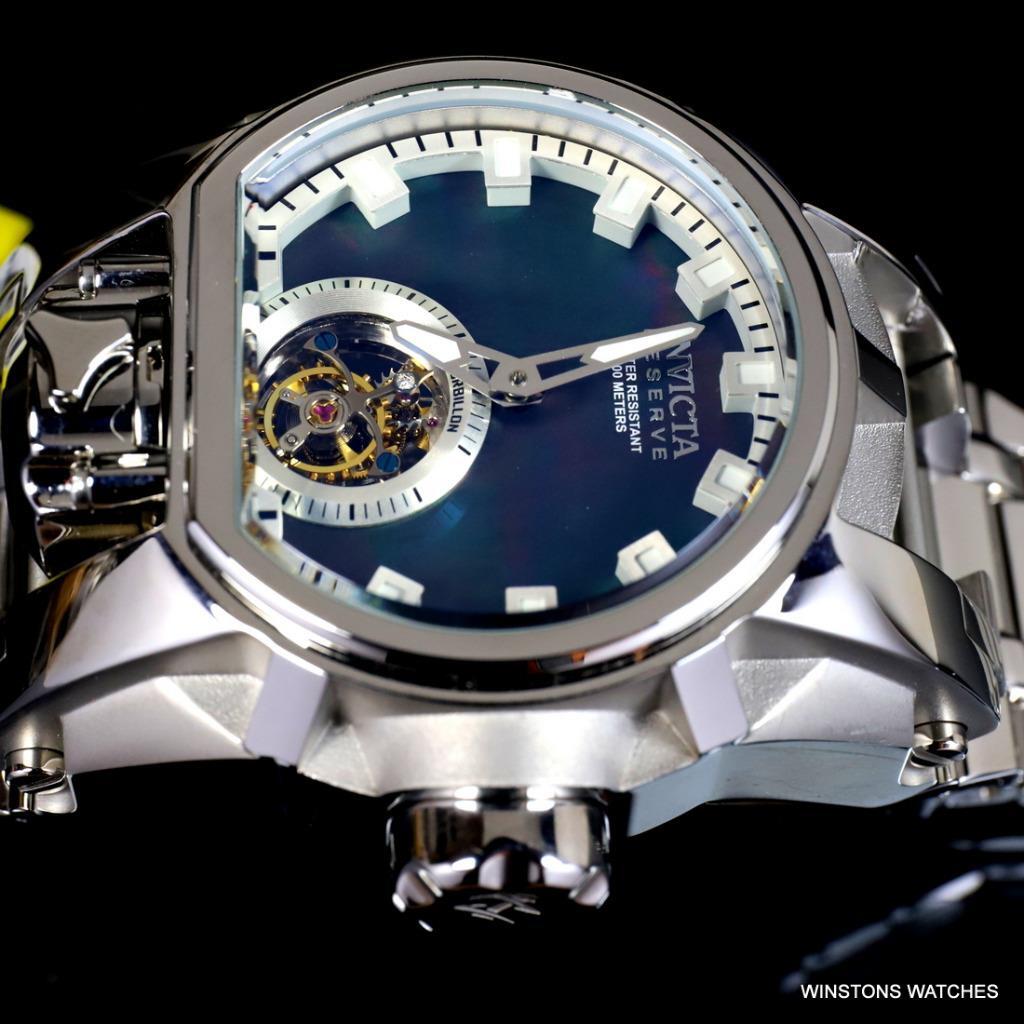 Invicta Reserve Magnum Bolt Zeus Tourbillon Black MOP Steel 52mm Watch New