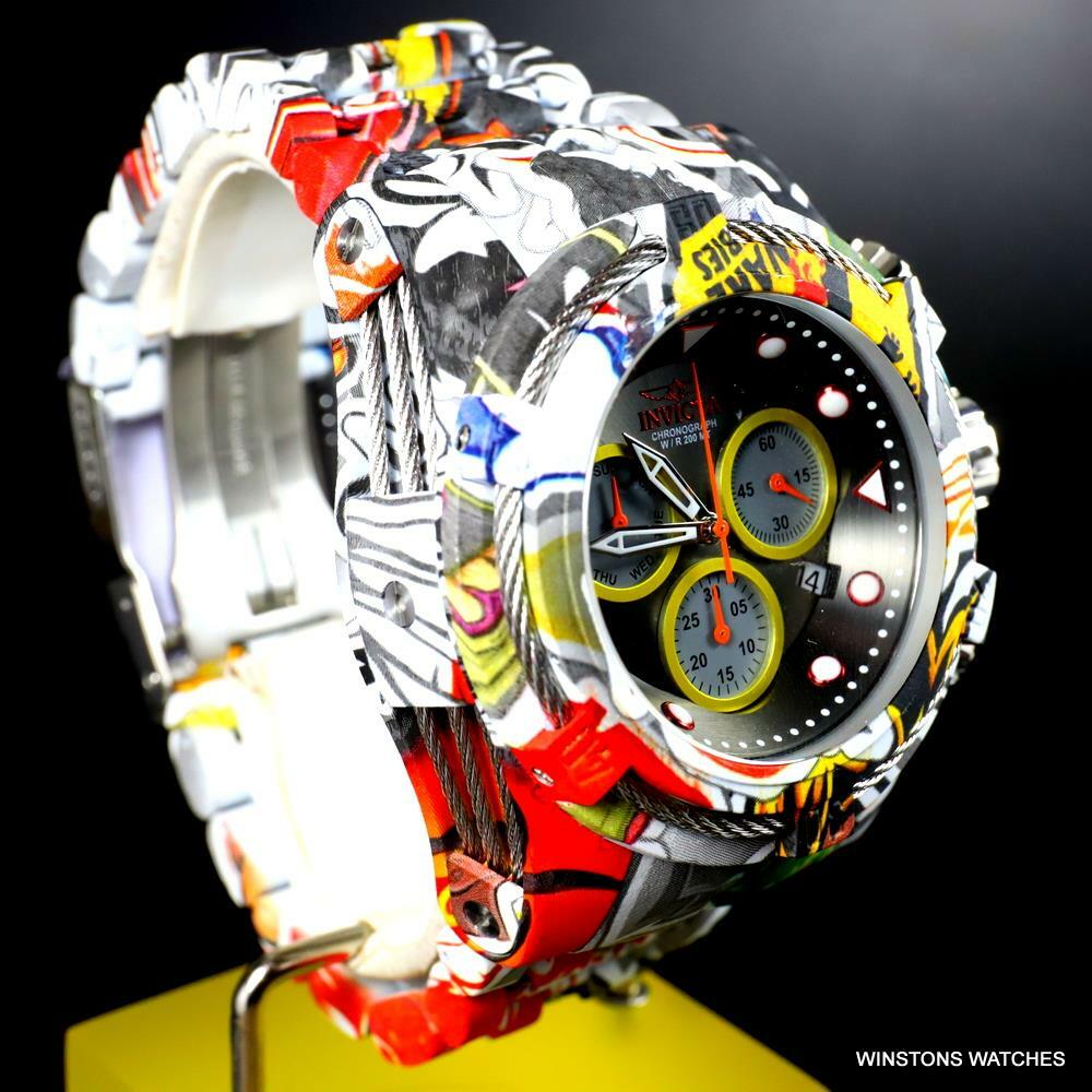 Invicta Bolt Zeus Hydroplated Steel Graffiti Chronograph 52mm Gunmetal Watch New