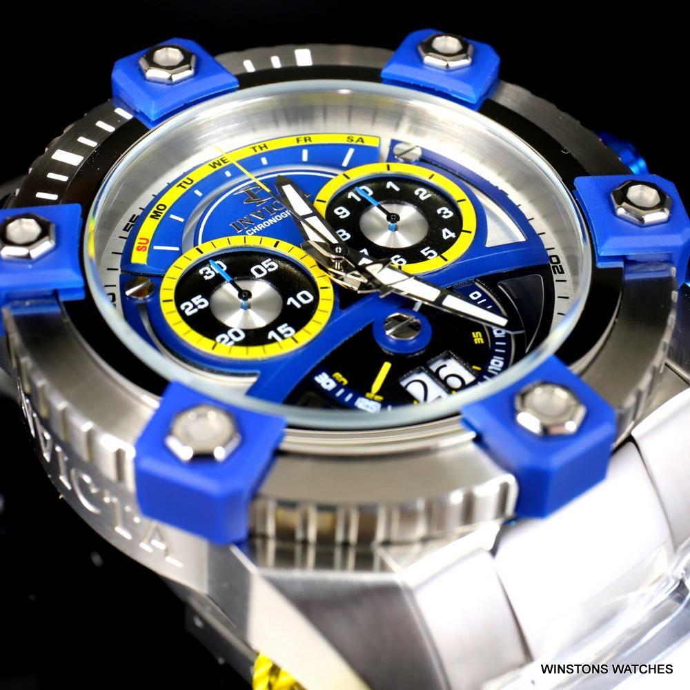 Invicta Reserve Grand Octane 63mm Stainless Steel Swiss Blue Chrono Watch New