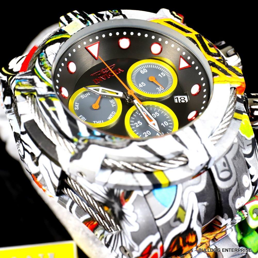 Invicta Bolt Zeus Graffiti Hydroplated Steel Black Chronograph 52mm Watch New
