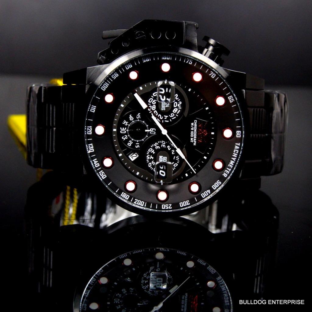 Mens Invicta I Force Bomber Chronograph Black Silicone 50mm Watch New