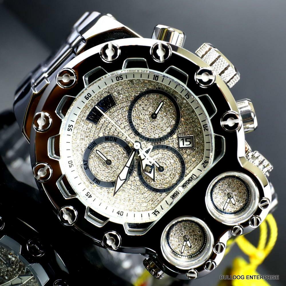 Invicta Bolt Magnum Tria 2.5 CTW Diamond Steel Swiss Chronograph 52mm Watch New