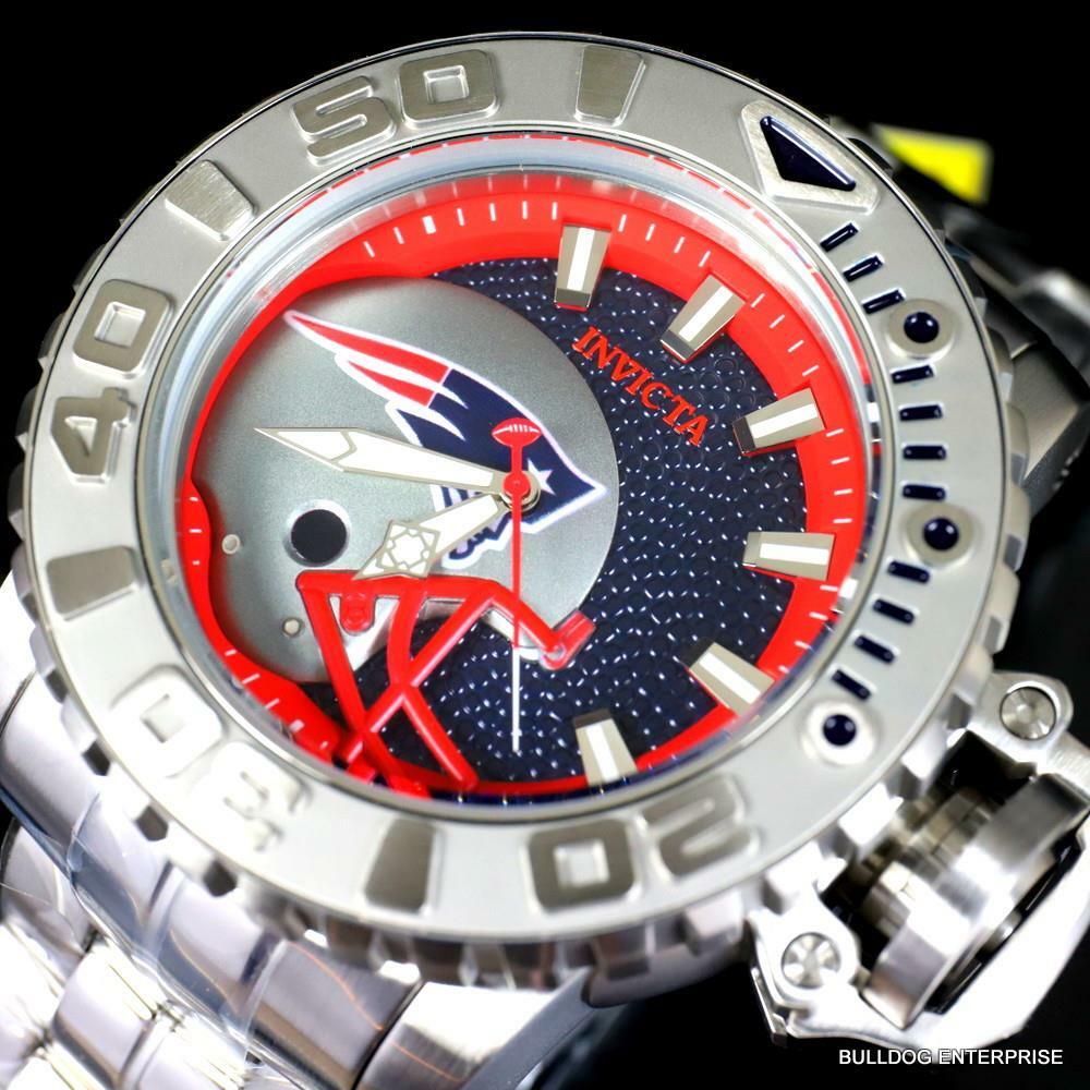 Invicta Sea Hunter Gen II NFL New England Patriots 70mm Steel Auto Watch New