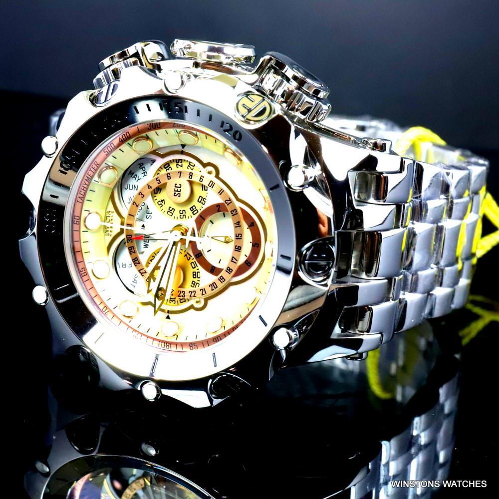 Invicta Reserve Venom Fusian Swiss Master Calendar Steel Gold Tone Watch New