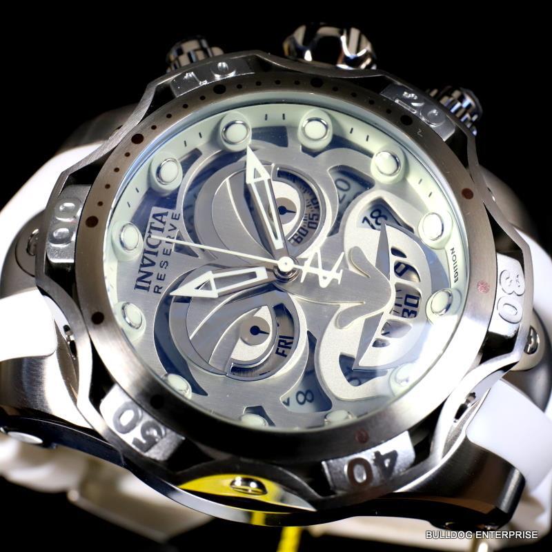 Invicta Reserve Venom DC Comics Joker White Silver-Tone 52mm Swiss Mvt Watch New