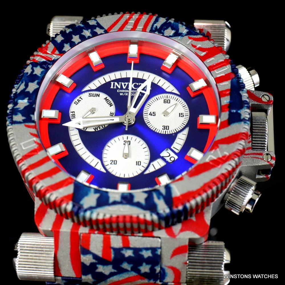 Invicta Coalition Forces USA Flag Hydroplated Steel Chronograph 52mm Watch New