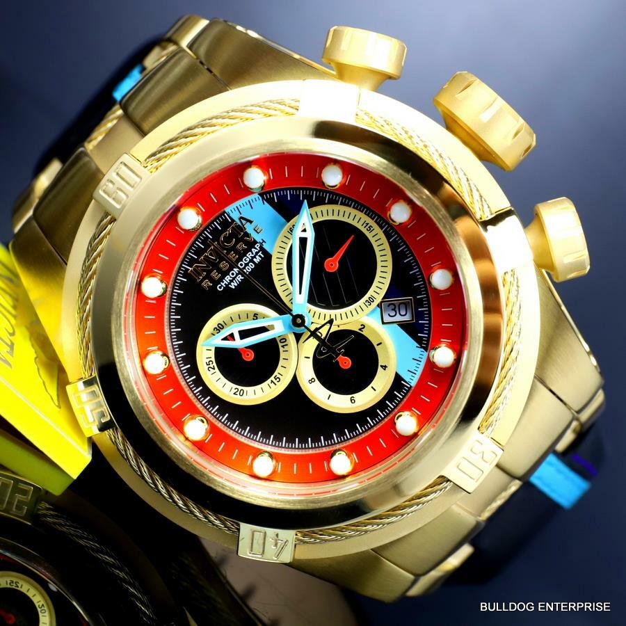 Invicta Reserve Bolt Zeus S1 Racer Leather 52mm Swiss Mvt Gold Plated Watch New