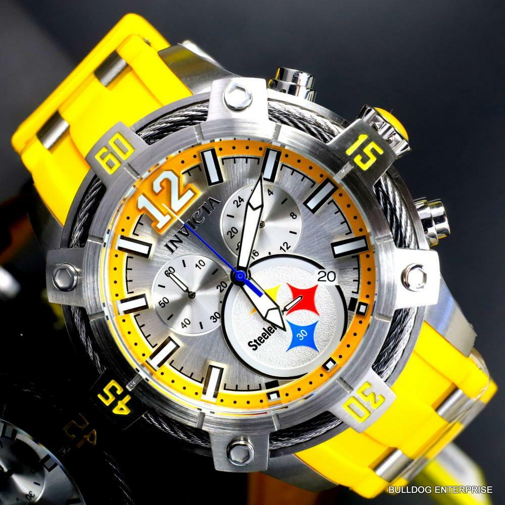 Invicta NFL Pittsburgh Steelers Bolt Pro Diver Scuba Chronograph Watch 52mm New
