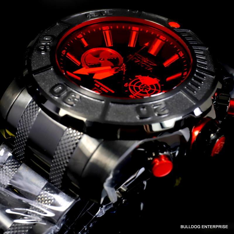Invicta Coalition Forces Sonar Radar Black Stainless Steel Red 58mm Chrono New