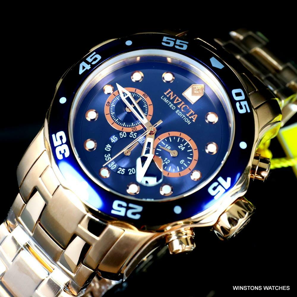 Invicta Pro Diver Scuba Rose Gold Plated Limited Edition 48mm Blue Watch New