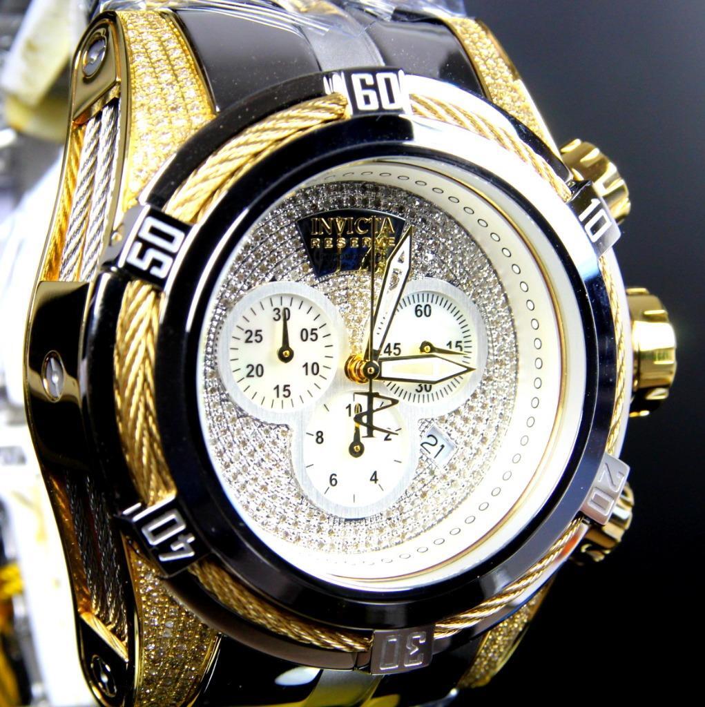 Invicta Reserve Bolt Zeus 1.95 CTW Diamonds High Polish Gold 2 Tone Watch New