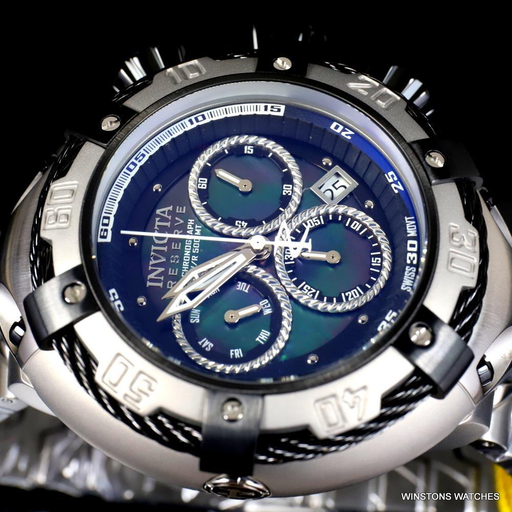Invicta Reserve Thunderbolt Black MOP Chronograph Steel 56mm Swiss Mvt Watch New