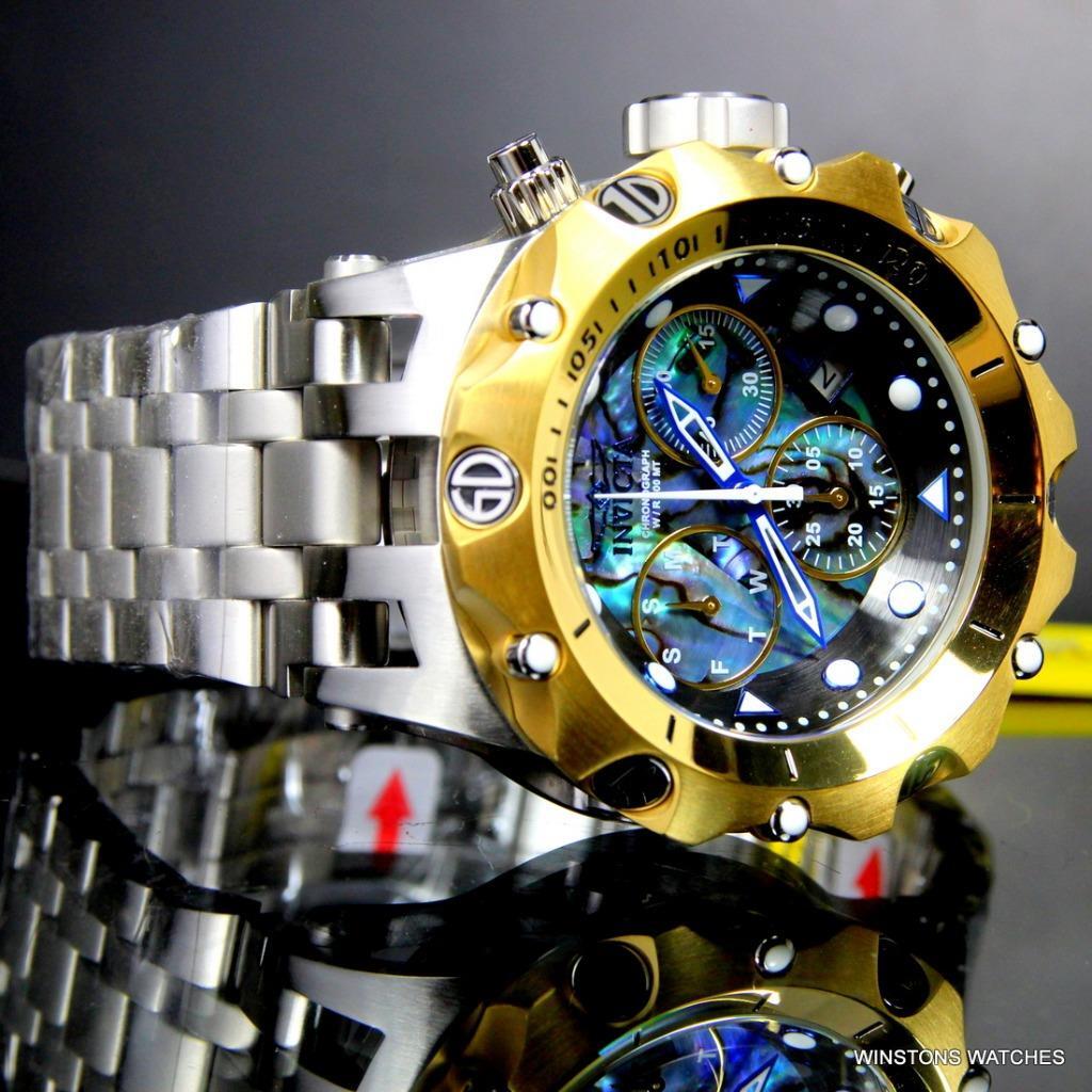 Invicta Reserve Venom Hybrid Abalone Chronograph 54mm Steel Gold Tone Watch New