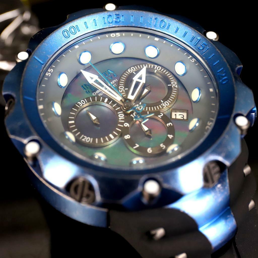 Invicta Reserve Venom Gen II Swiss Made Blue Distressed Black MOP 52mm Watch New