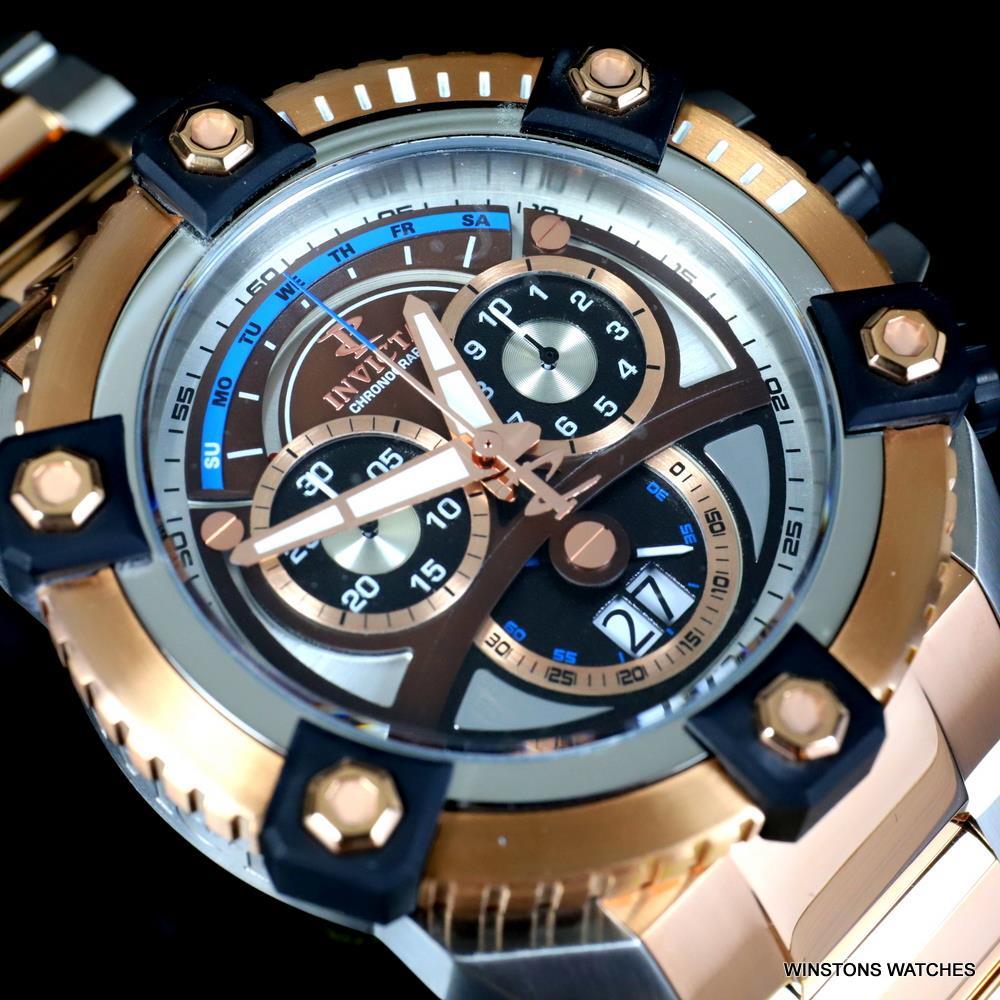 Invicta Reserve Grand Octane 63mm Rose Gold Two Tone Steel Swiss Mvt Watch New