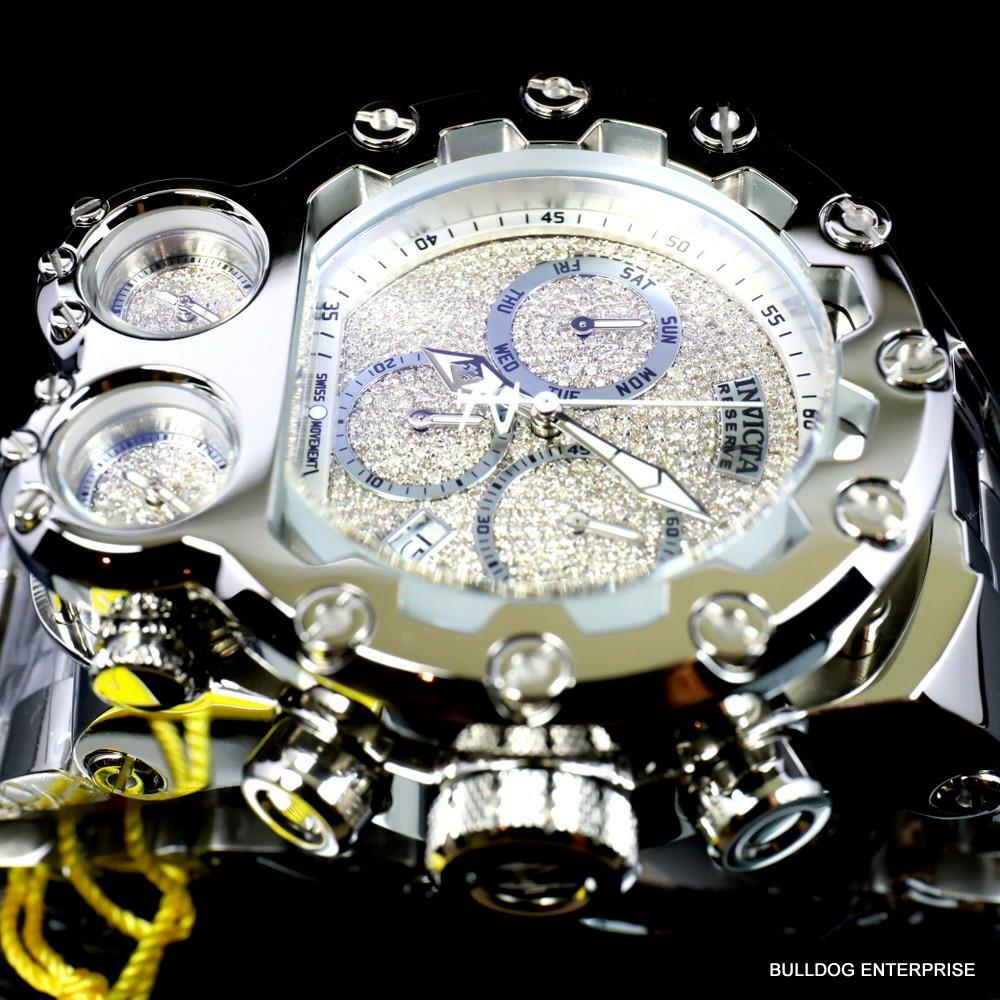 Invicta Bolt Magnum Tria 2.5 CTW Diamond Steel Swiss Chronograph 52mm Watch New