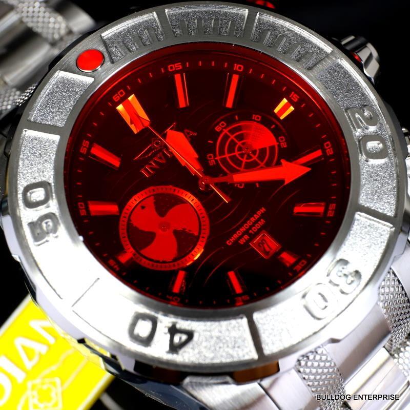 Invicta Coalition Forces Sonar Radar Stainless Steel Red 58mm Chronograph New