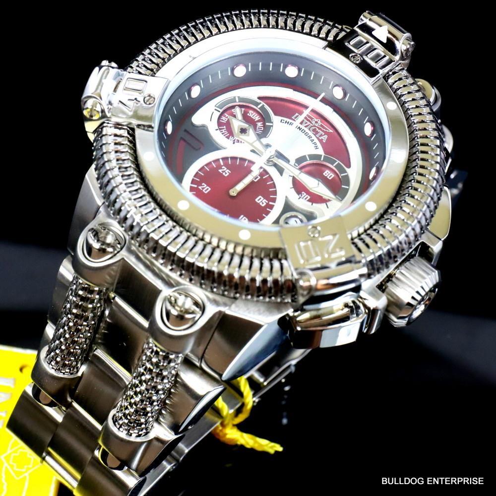 Invicta King Python Stainless Steel Ronda Z60 Burgandy Chronograph Watch New