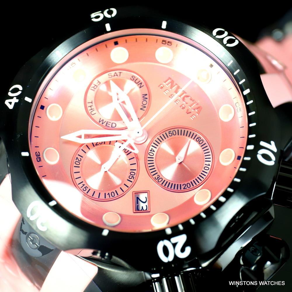 Invicta Reserve Venom Pink Silicone Black Swiss Mvt Chronograph 52mm Watch New