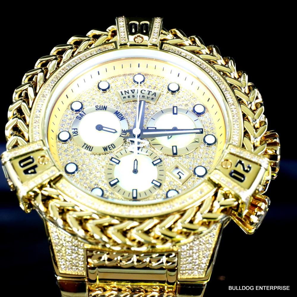 Invicta Reserve Bolt Hercules 2.26 CTW Diamond Gold Plated Steel Swiss Watch New