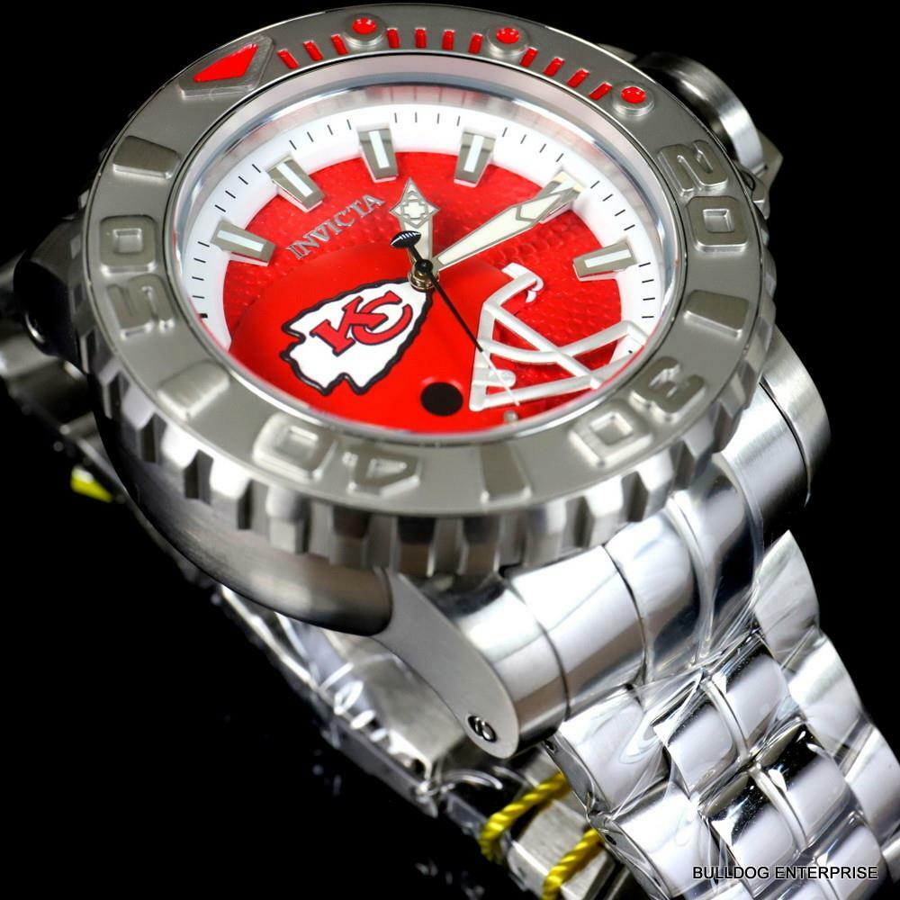 Invicta Sea Hunter Gen II NFL Kansas City Chiefs 70mm Steel Automatic Watch New