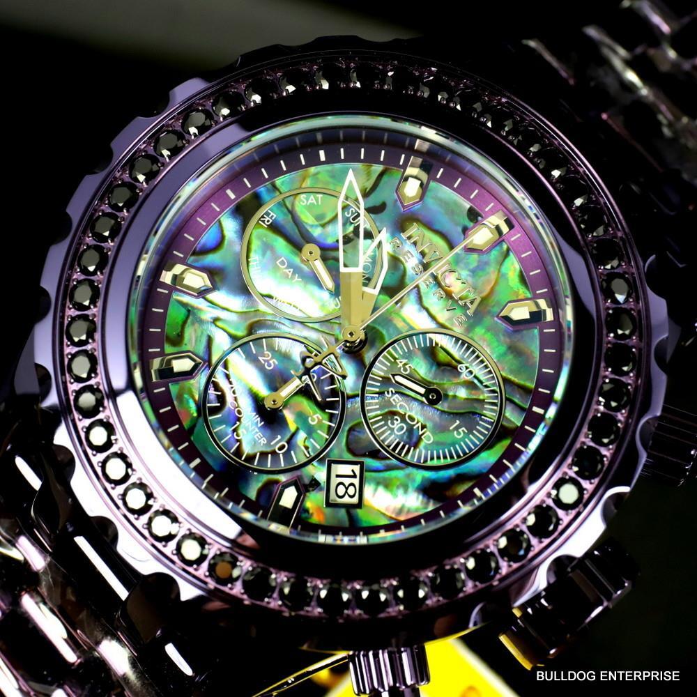 Invicta Reserve Subaqua Specialty 4.14 CTW Black Spinel Abalone Purple Watch New