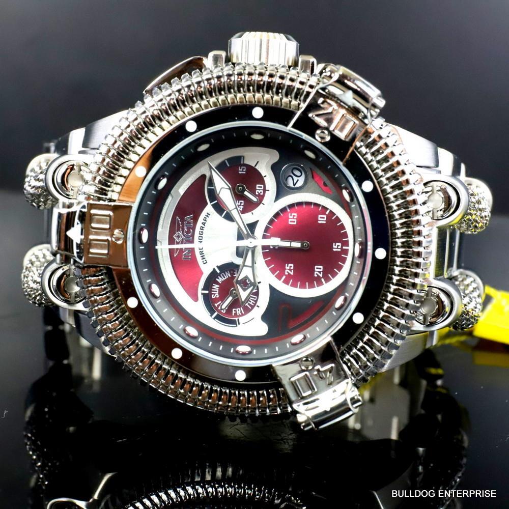 Invicta King Python Stainless Steel Ronda Z60 Burgandy Chronograph Watch New