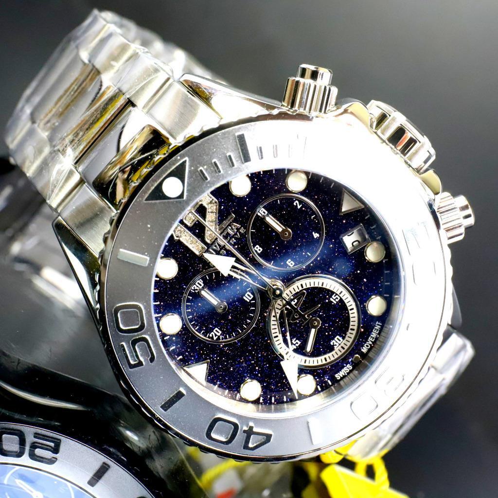 Invicta Masterpiece Reserve Grand Diver Blue Sand Stone Diamond Swiss ETA Watch