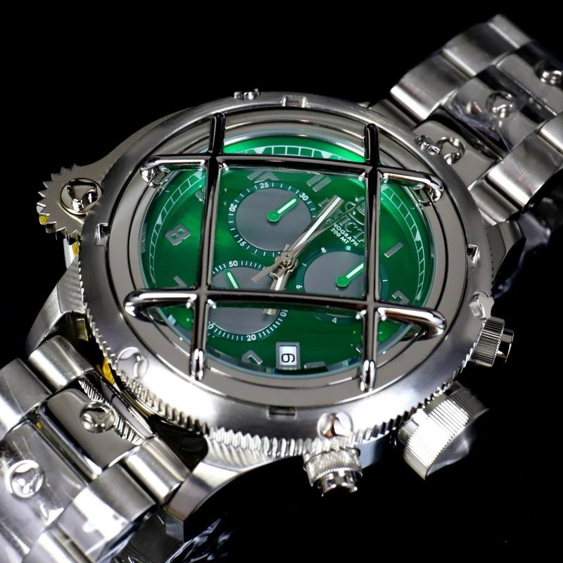 Invicta Russian Diver Nautilus Caged Swiss Mvt Steel Green 52mm Chrono Watch New
