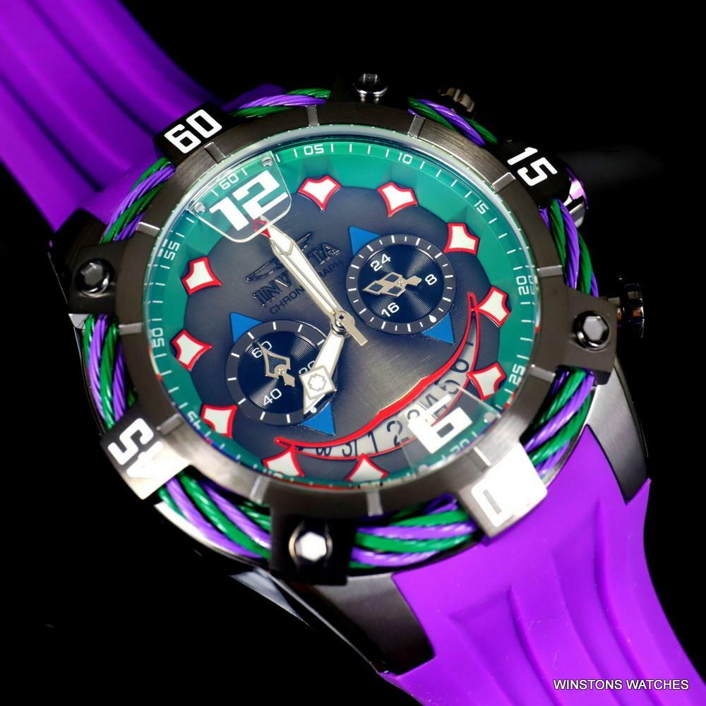 Invicta DC Comics Joker Bolt Limited Edition 50mm Purple Chronograph Watch New