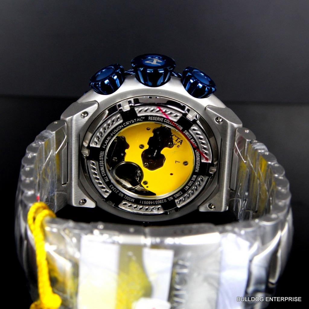 Invicta Reserve Thunderbolt Black MOP Swiss Chronograph Blue Silver Watch New