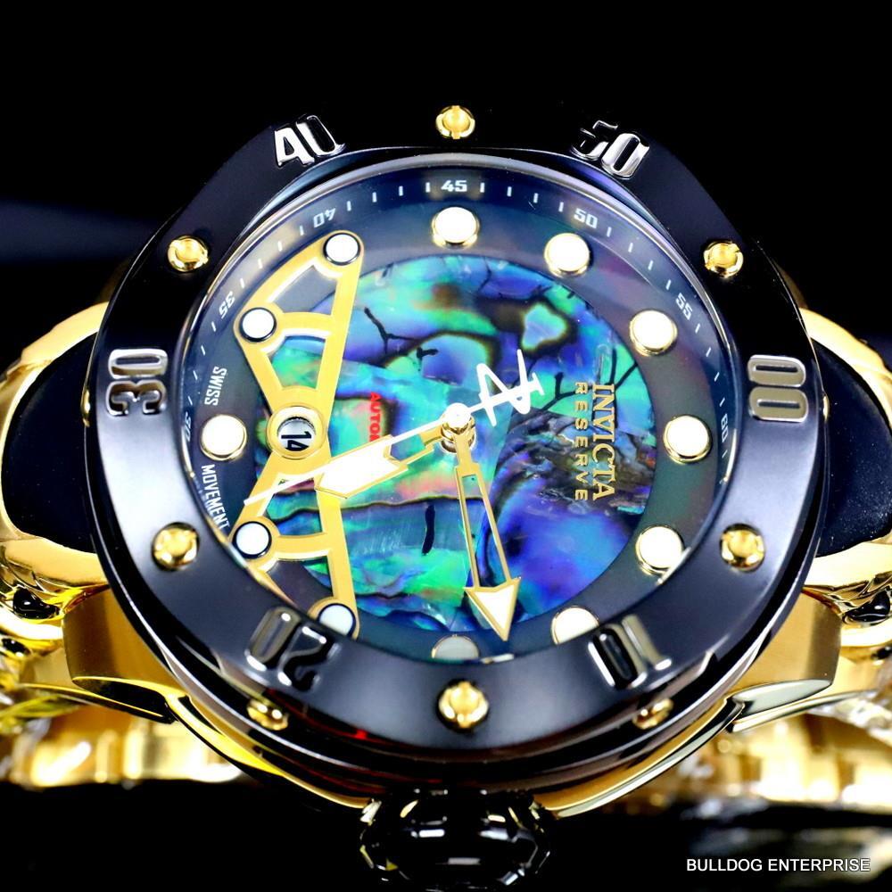 Invicta Reserve Kraken Swiss R150 Automatic Abalone Gold Plated Watch 52mm New