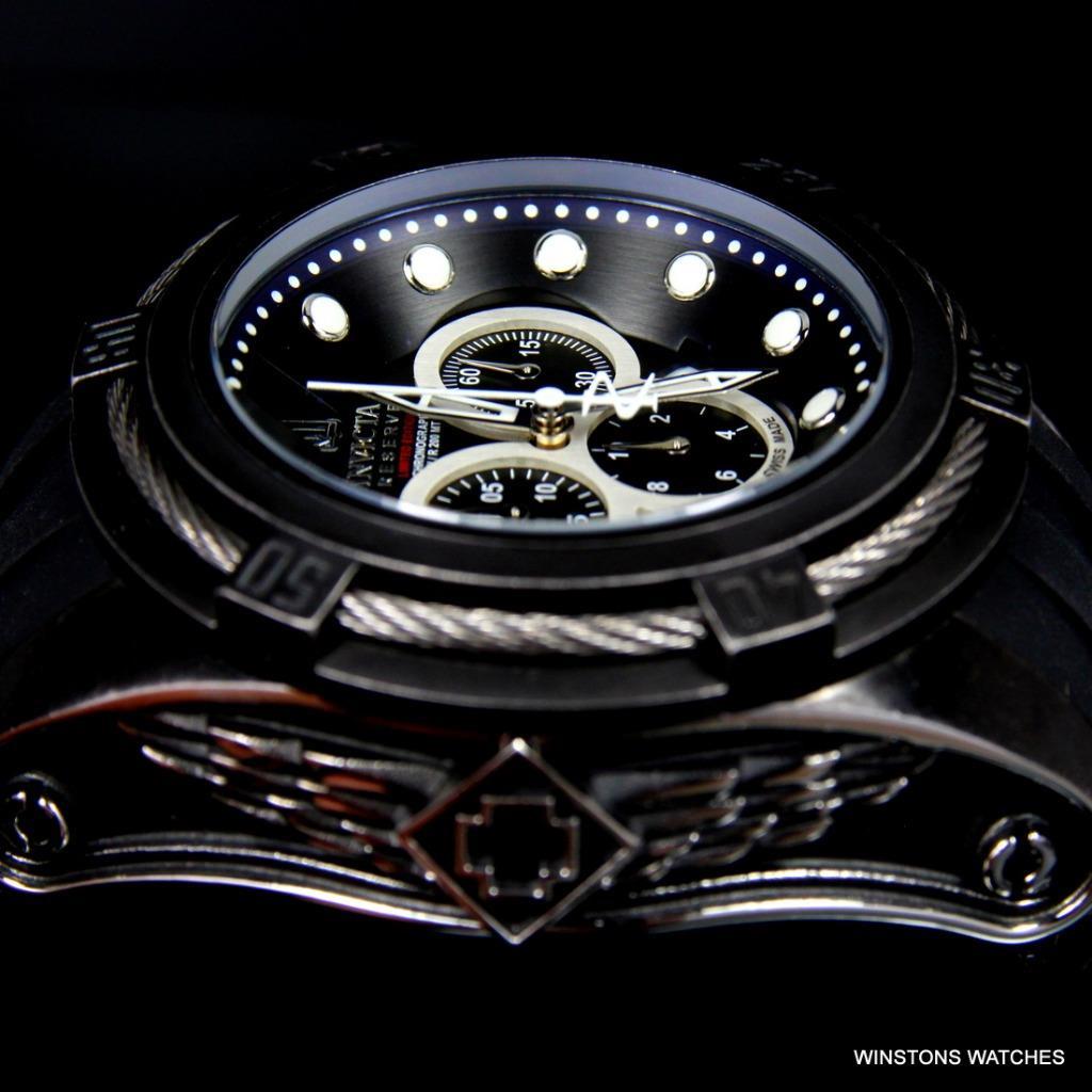 Invicta JT Reserve Bolt Zeus Swiss Made Chrono 52mm Black Distressed Watch New