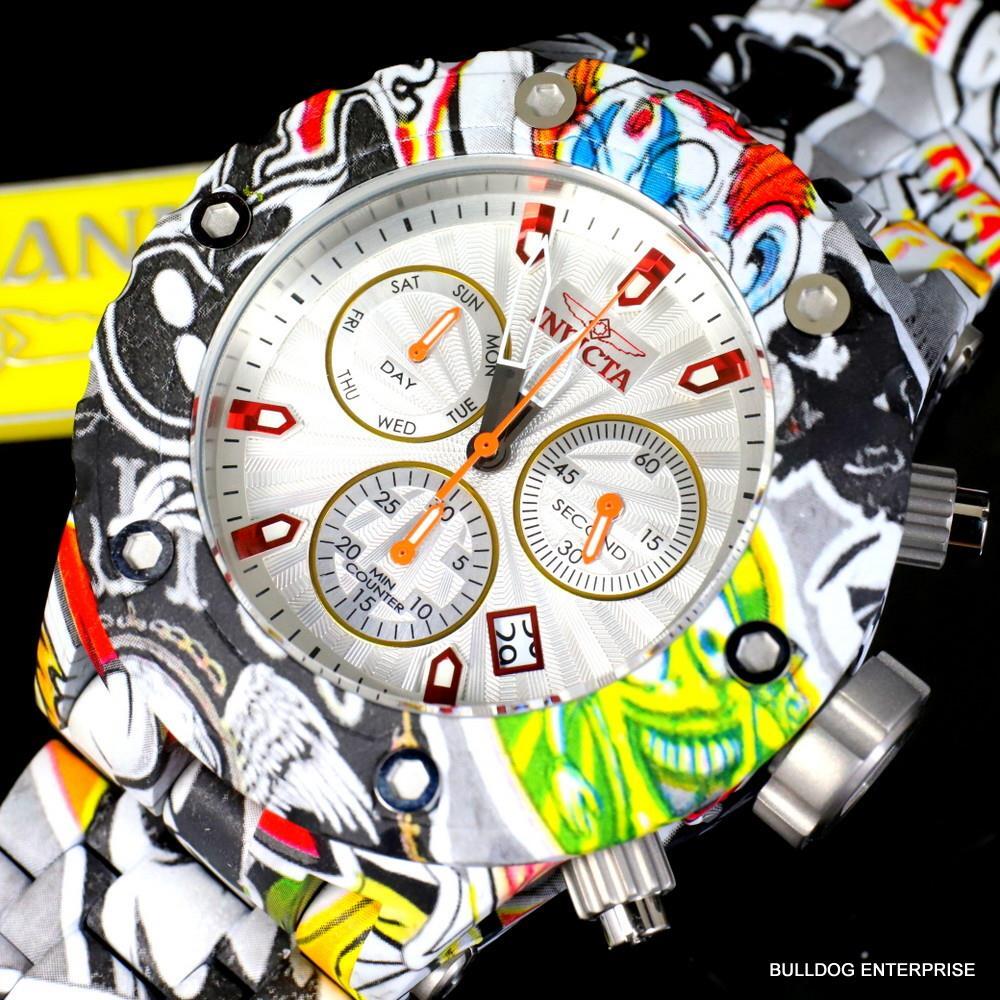 Invicta Subaqua Specialty Graffiti Hydroplated Steel Swiss Mvt Watch 52mm New