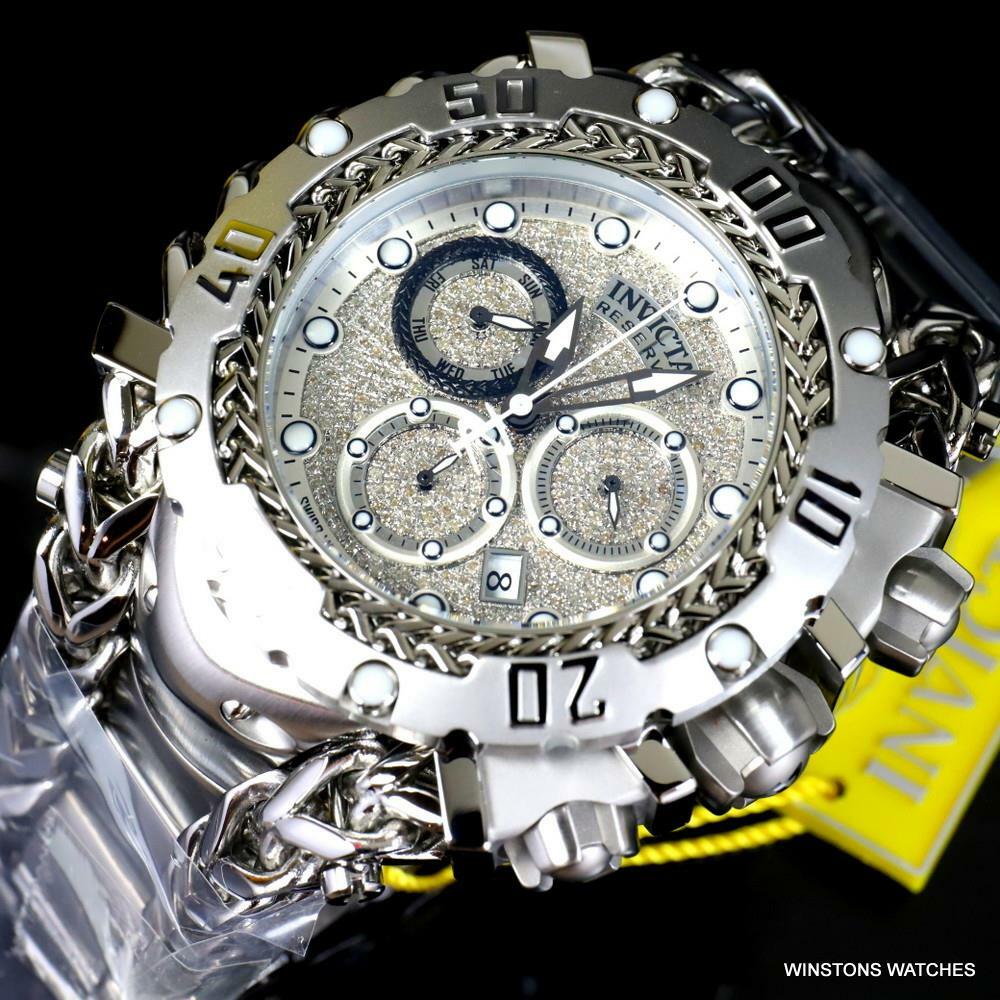 Invicta Reserve Gladiator 1.17CTW Diamant Edelstahl Schweizer 61mm Uhr Neu