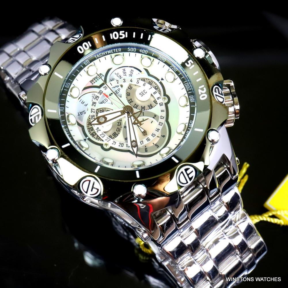Invicta Reserve Venom Fusian Hybrid Swiss Master Calendar Steel Green Watch New
