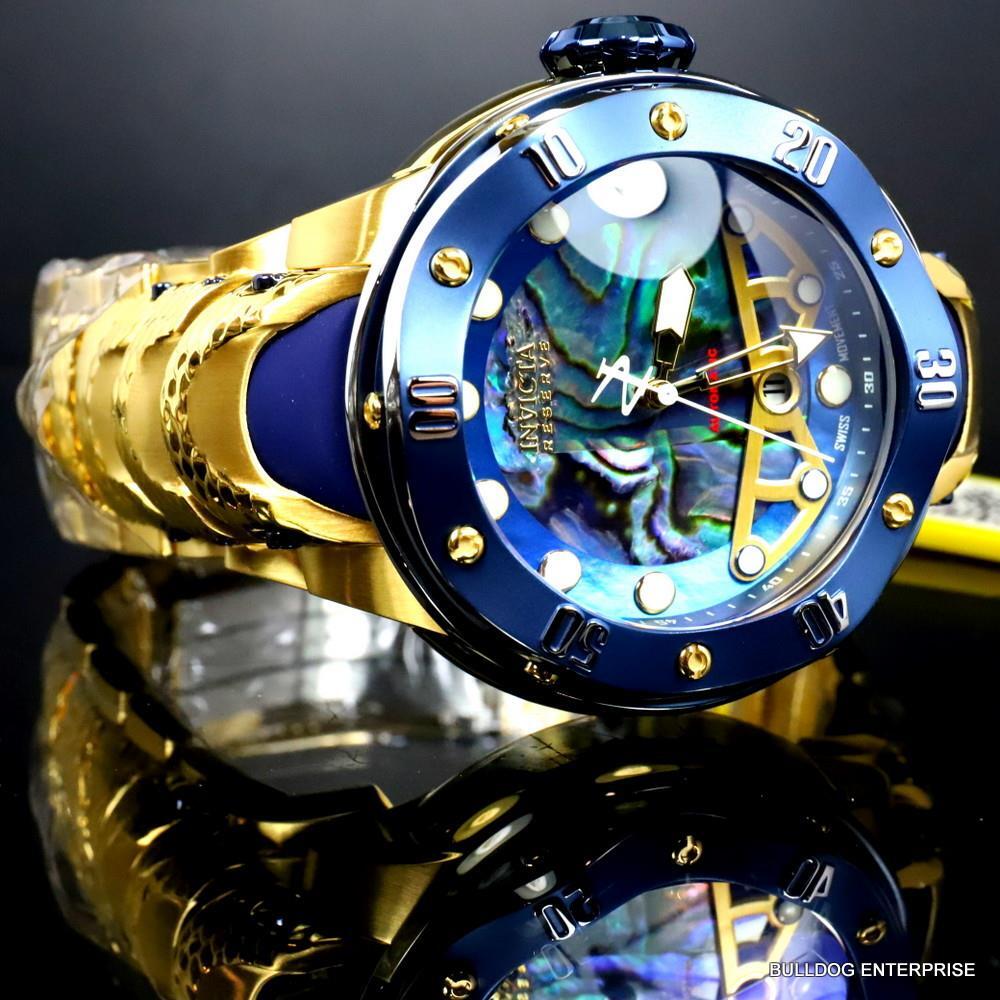 Invicta Reserve Kraken Swiss R150 Automatic Abalone Gold Plated Watch 52mm New
