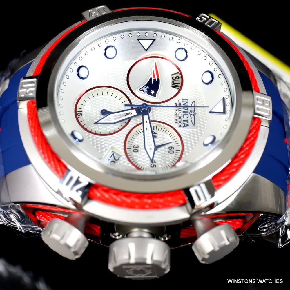 Invicta NFL Bolt Zeus New England Patriots Chronograph Swiss Blue 52mm Watch New