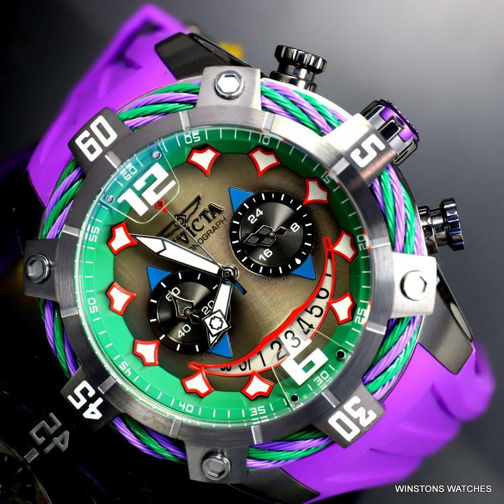 Invicta DC Comics Joker Bolt Limited Edition 50mm Purple Chronograph Watch New
