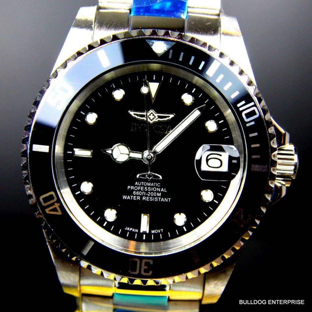 Invicta Pro Diver Steel Silver Tone Black NH35A Automatic Watch Coin Bezel New
