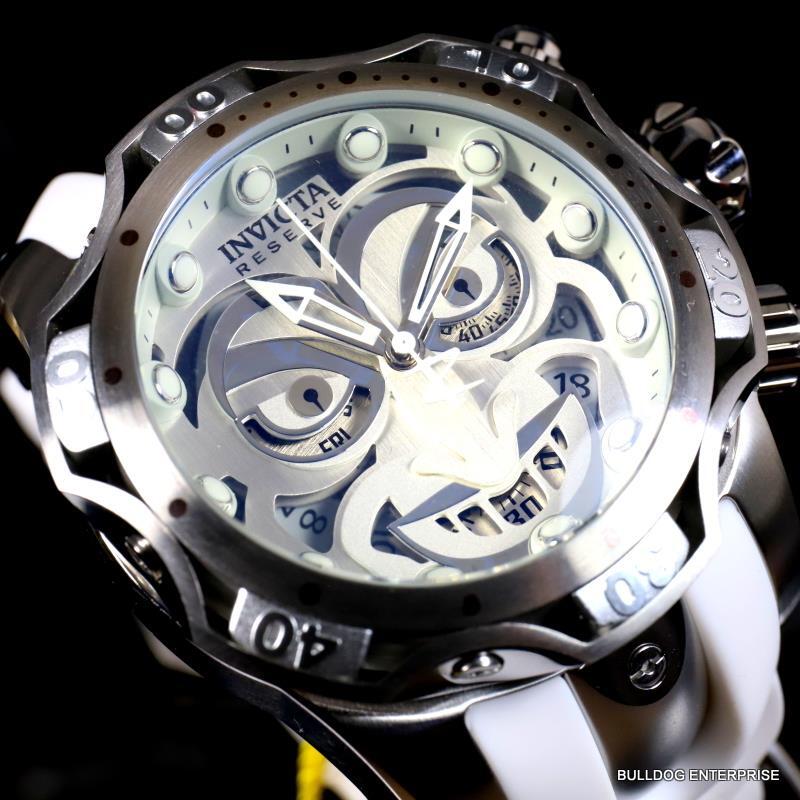 Invicta Reserve Venom DC Comics Joker White Silver-Tone 52mm Swiss Mvt Watch New