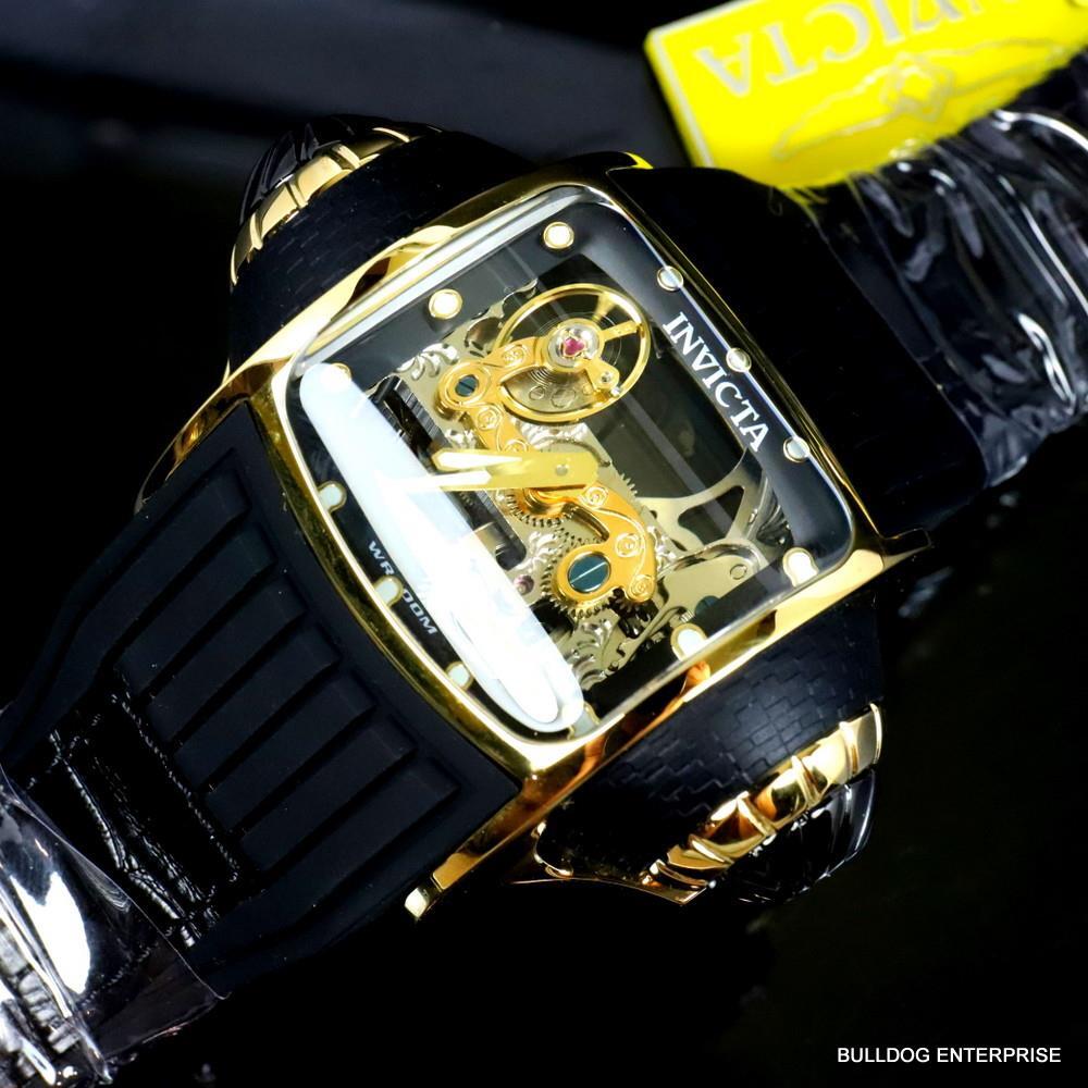 Invicta Vintage Ghost Bridge Automatic Clear Skeletonized Gold 68mm Watch New