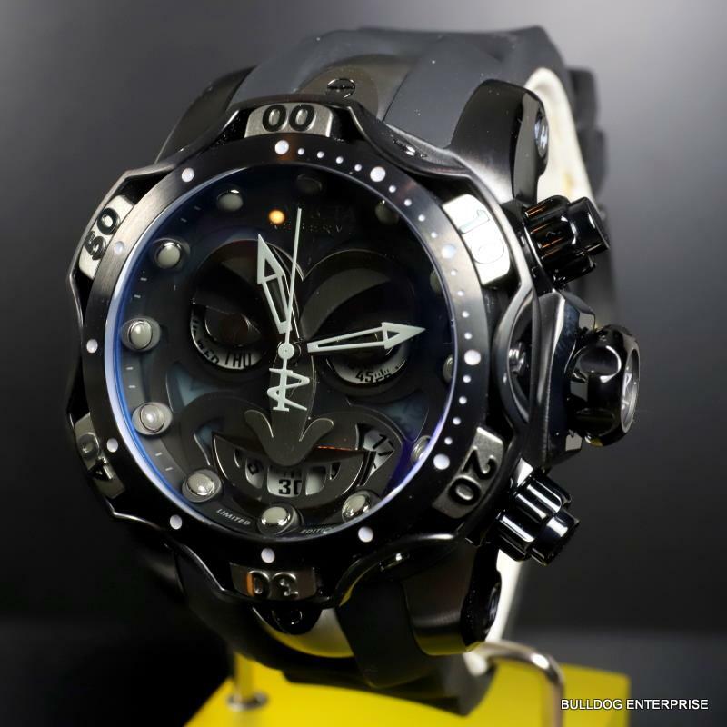 Invicta Reserve Venom DC Comics Joker Black Combat 52mm Swiss Mvt Watch New
