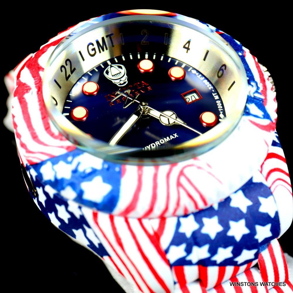 Invicta Reserve Hydromax Hydroplated USA Flag Stars Stripes 52mm Swiss Watch New