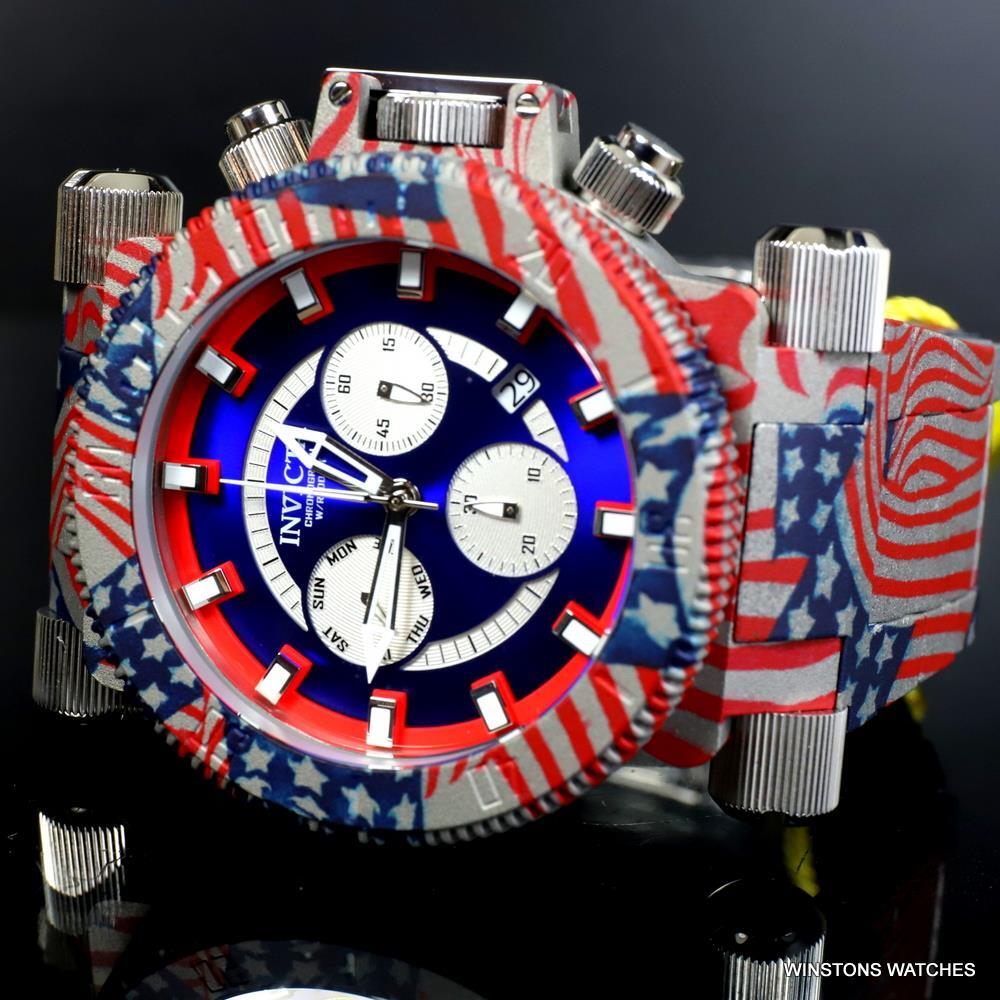 Invicta Coalition Forces USA Flag Hydroplated Steel Chronograph 52mm Watch New