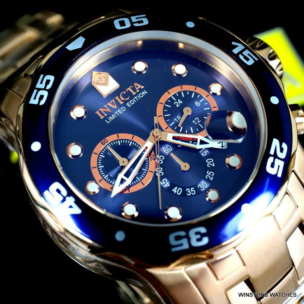 Invicta Pro Diver Scuba Rose Gold Plated Limited Edition 48mm Blue Watch New